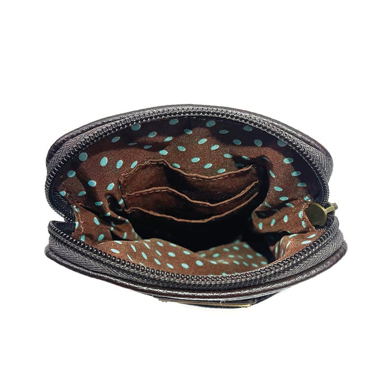 CHALA Arts Collection Cell Phone Crossbody Purse-Women PU Leather/Canvas Multicolor Handbag with Adjustable Strap - Guitar - brown - Image 3